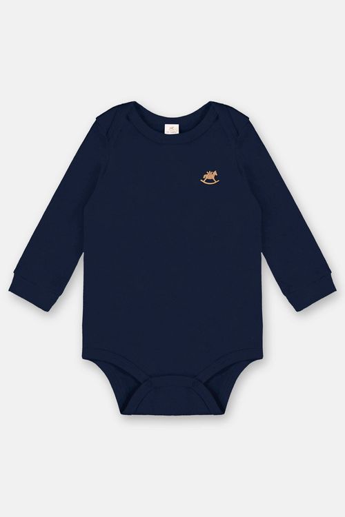 Body Manga Longa em Suedine Unissex para Bebê (Azul Marinho) Up Baby