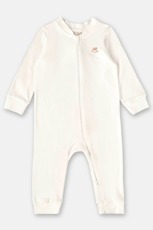 Macacão Básico em Suedine Unissex para Bebê (Off White) Up Baby