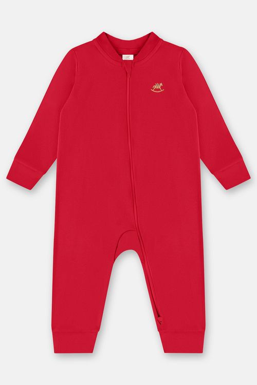 Macacão Básico em Suedine Unissex para Bebê (Vermelho) Up Baby