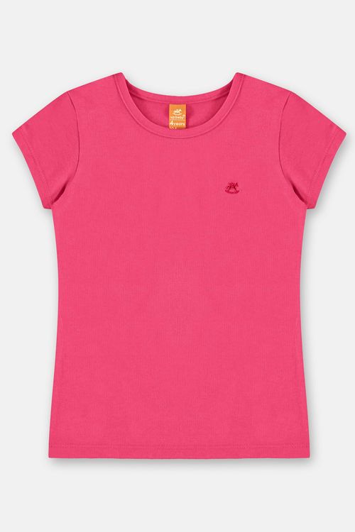 Blusa Infantil Manga Curta Básica em Cotton (Rosa) Up Baby