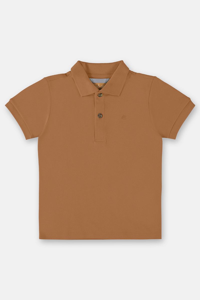 camisa-polo-infantil-menino-em-suedine-marrom-frente