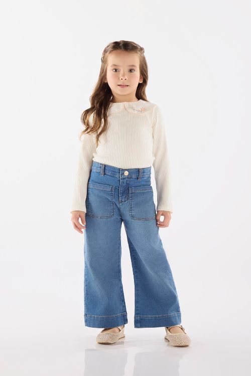 Blusa Infantil em Ribana Canelada (Off White) Up Baby