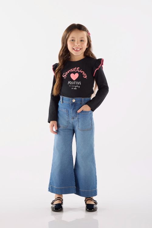 Blusa Infantil Manga Longa em Cotton (Preto) Up Baby
