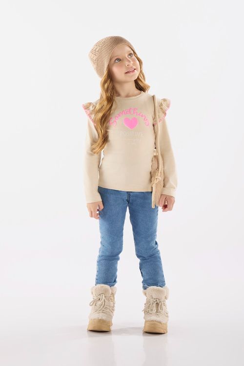 Blusa Infantil Manga Longa em Cotton (Bege) Up Baby