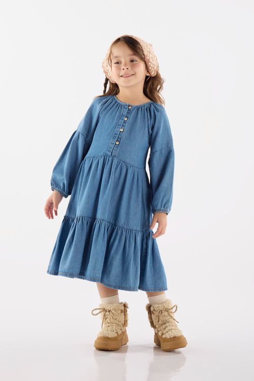 Vestido Infantil Midi em Jeans (Azul) Up Baby
