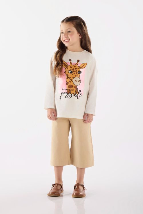 Blusa Manga Longa Infantil em Meia Malha (Off White) Up Baby