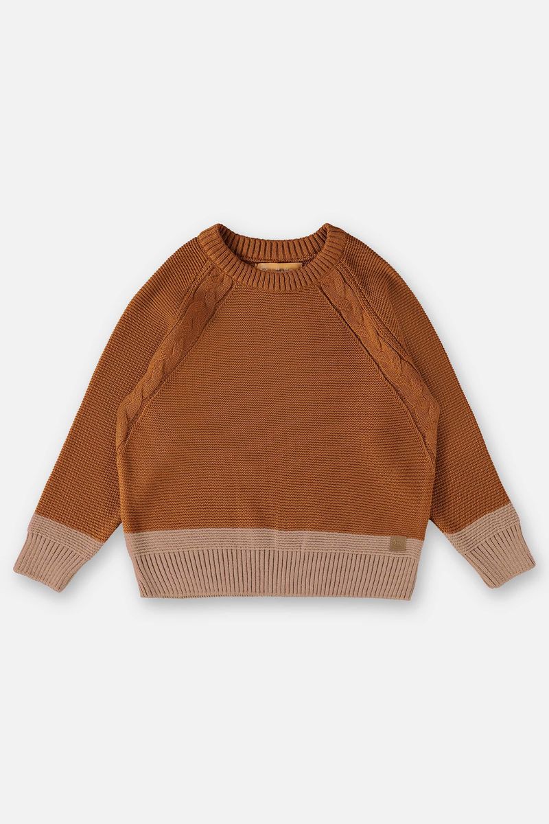 Blusao-em-Trico-Infantil-para-Menino--Marrom--Up-Baby