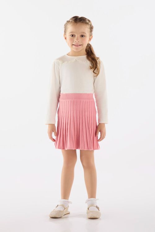 Blusa Infantil Manga Longa em Meia Malha (Off White) Up Baby