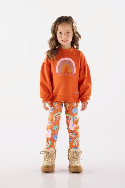 Blusão Infantil Feminino em Moletom (Laranja) Up Baby
