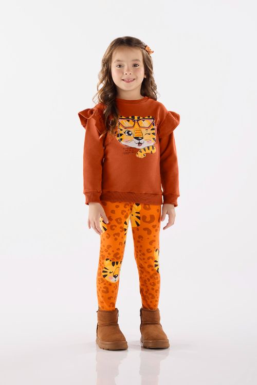 Conjunto Blusão e Legging em Molecotton (Marrom) Up Baby