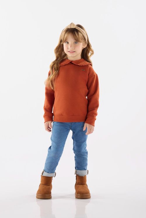 Blusão Infantil Feminino em Moletom (Marrom) Up Baby