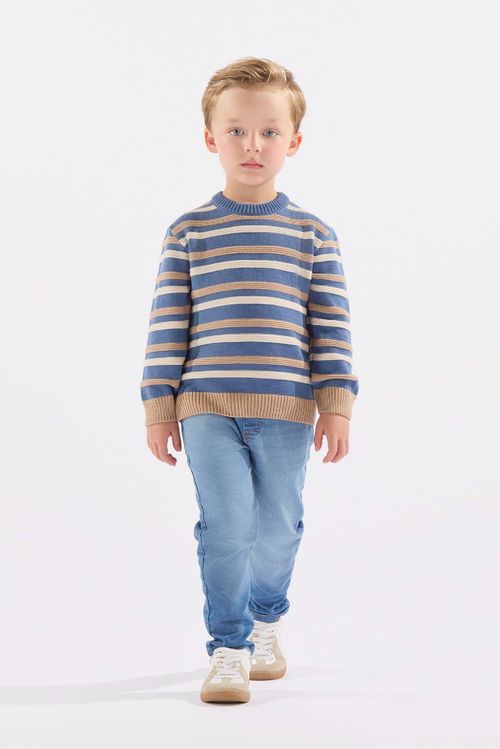 Blusão Infantil em Tricot Listrado (Azul) Up Baby
