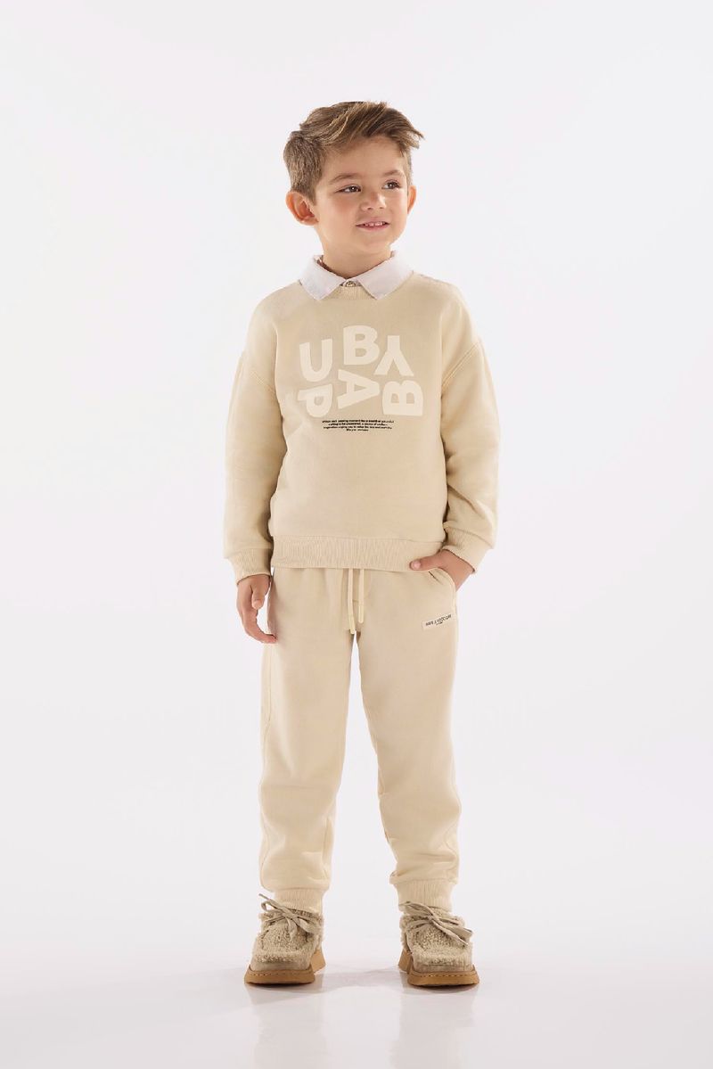 conjunto-infantil-blusao-e-calca-moletom-felpado-off-white-frente