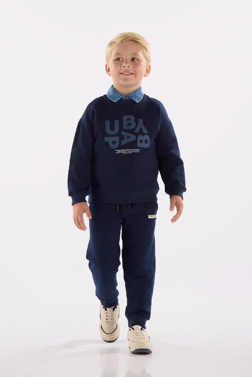 Conjunto Infantil Blusão e Calça em Moletom Felpado (Azul) Up Baby