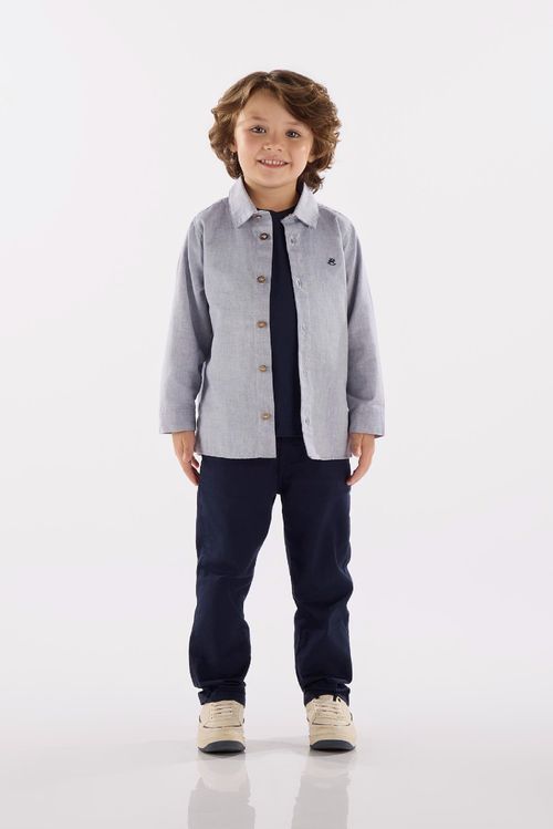 Camisa Infantil em Tecido Oxford (Azul) Up Baby