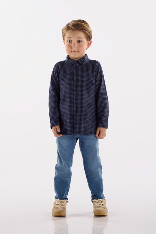 Camisa Infantil em Flanela Xadrez (Azul) Up Baby