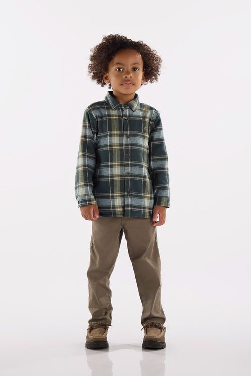 Camisa Infantil em Flanela Xadrez com Forro (Verde) Up Baby