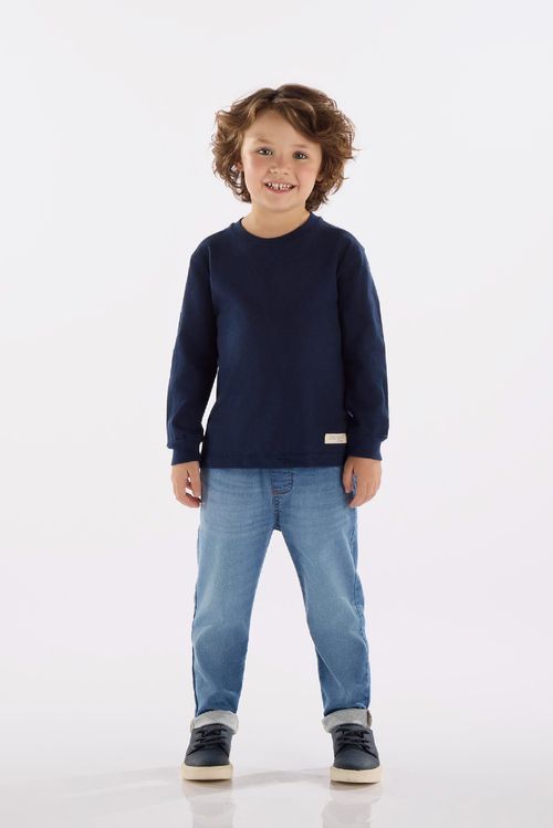 Camiseta Infantil Masculina em Malha Piquet com Elastano (Azul Marinho) Up Baby