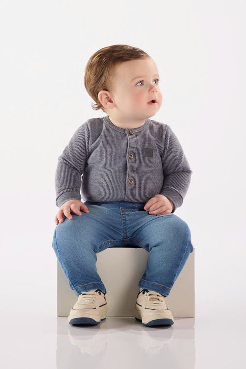 Calça Infantil em Jeans Moletom com Elastano (Azul) Up Baby