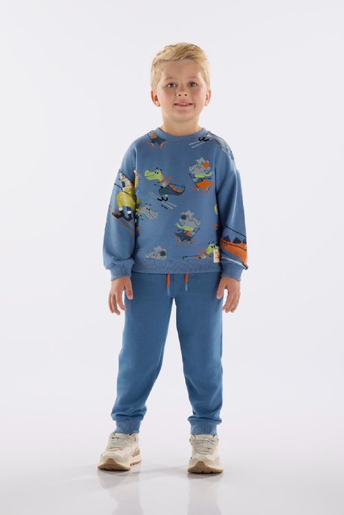 Conjunto Blusão e Calça em Moletom Infantil (Azul) Up Baby