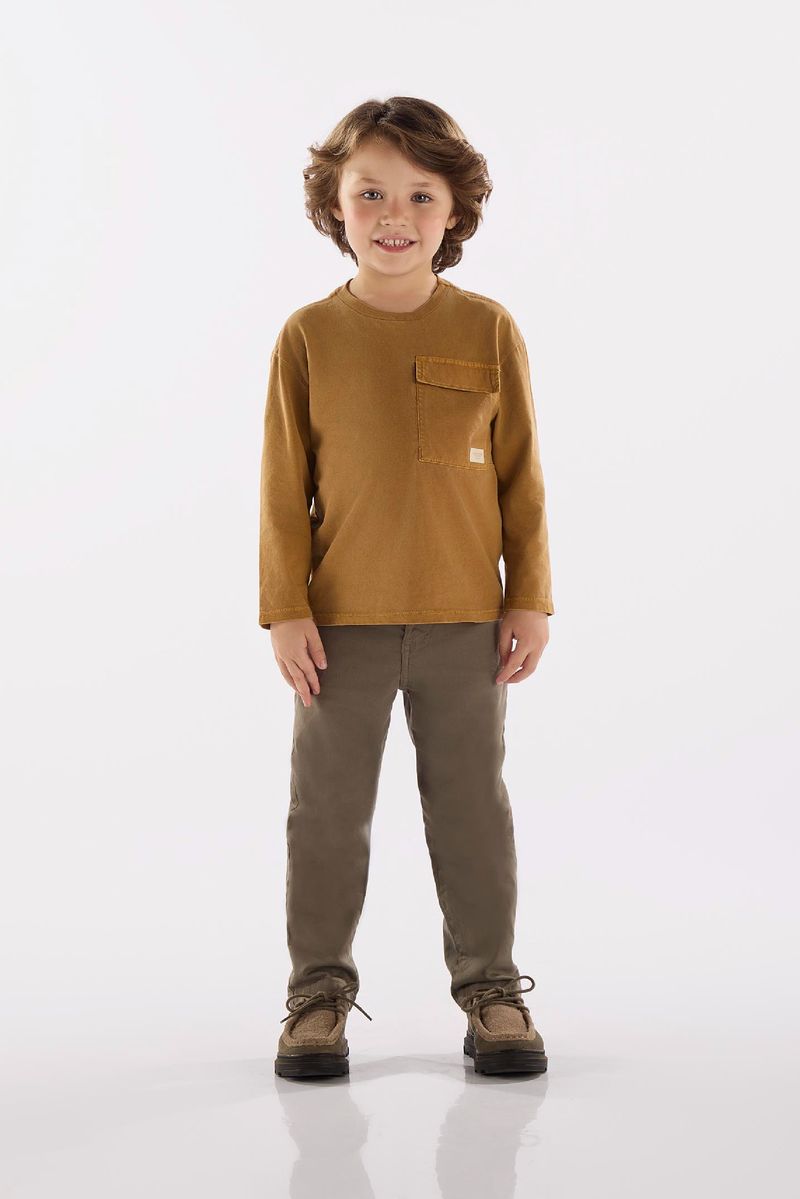 camiseta-infantil-masculina-meia-malha-marrom-frente