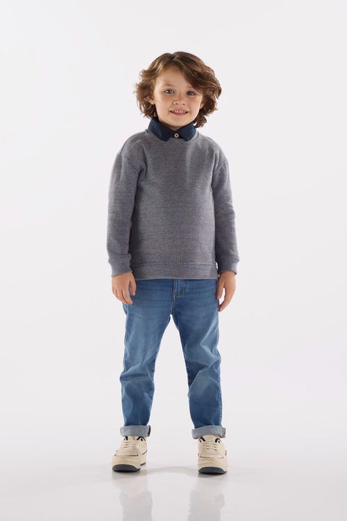 Blusão Infantil Masculino em Malha Aveludada (Azul Marinho) Up Baby