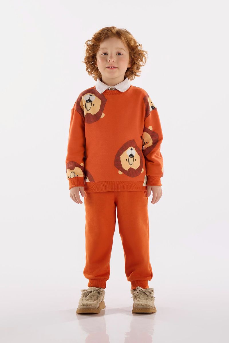 conjunto-infantil-masculino-moletom-sem-felpa-laranja-frente