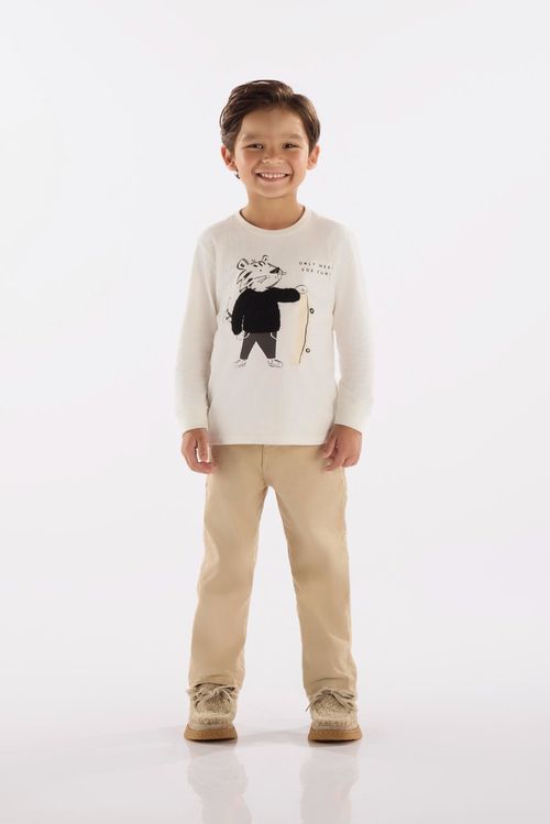 Camiseta Infantil Masculina em Meia Malha (Off White) Up Baby