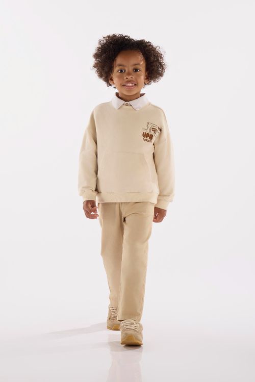 Blusão Infantil Masculino em Moletom Felpado (Bege) Up Baby