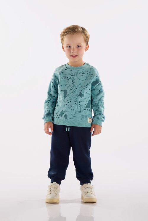 Conjunto Infantil Masculino em Moletom com Blusão e Calça (Azul) Up Baby