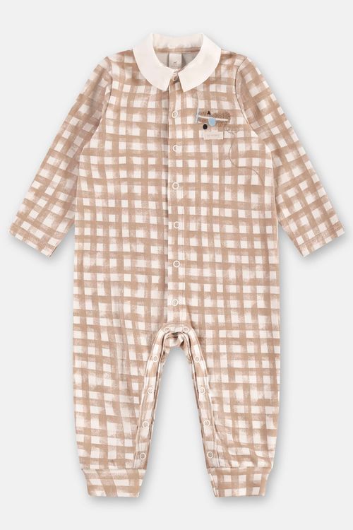 Macacão Xadrez para Bebê Menino (Marrom) Up Baby