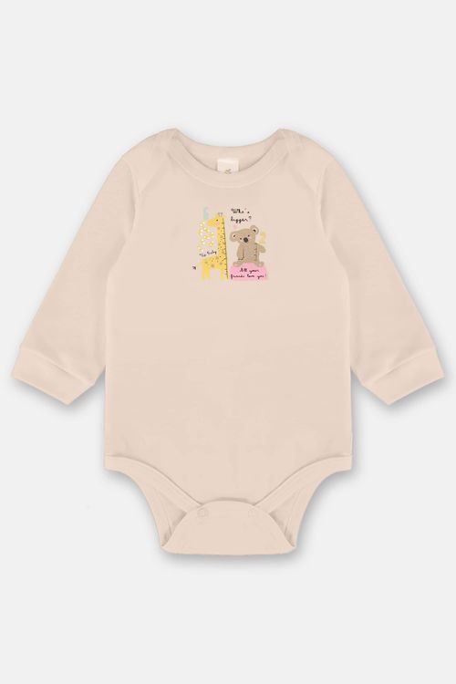 Body Manga Longa com Strass para Bebê Menina (Off White) Up Baby