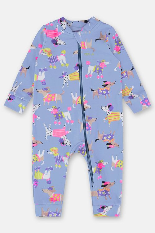 Macacão Estampado para Bebê Menina (Azul) Up Baby