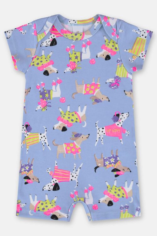Macaquinho Estampado para Bebê Menina (Azul) Up Baby