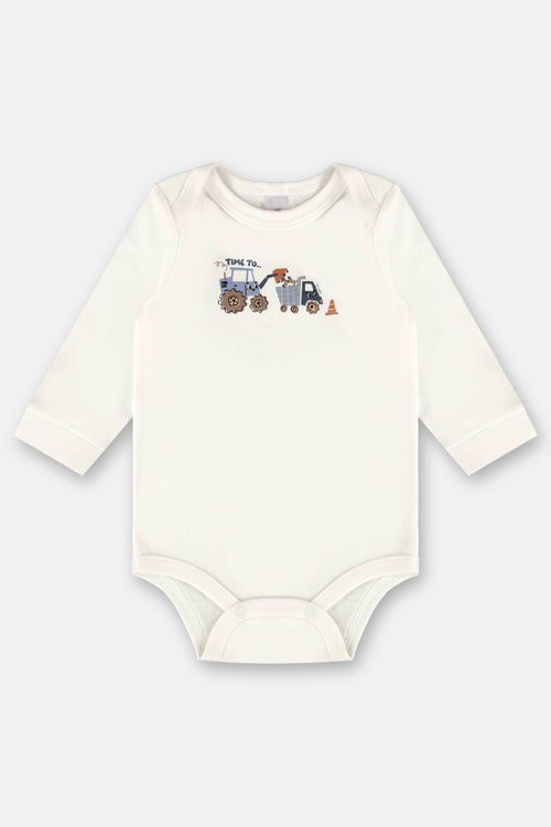 Body para Bebê Menino em Suedine Essentials (Off White) Up Baby