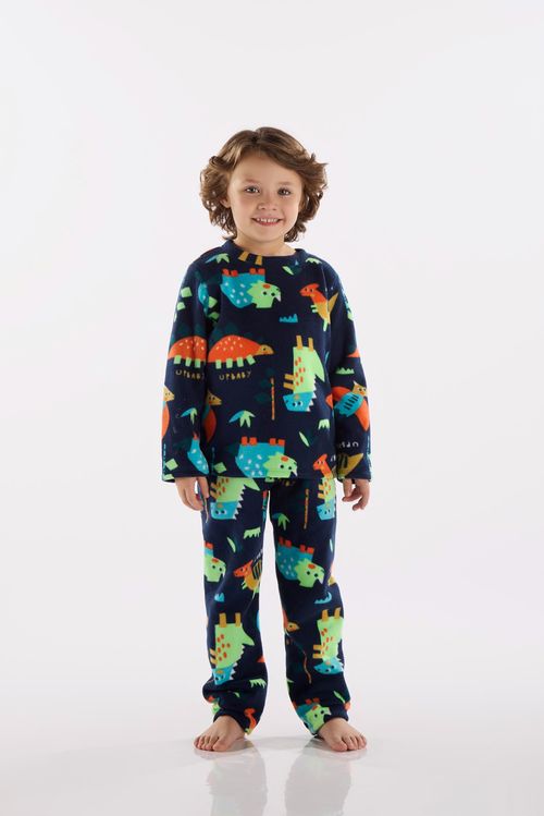 Pijama Infantil Unissex em Poliéster Térmico (Azul) Up Baby