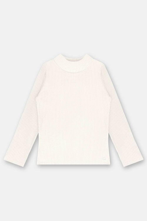 Blusa Infantil Feminina em Ribana Canelada (Off White) Up Baby