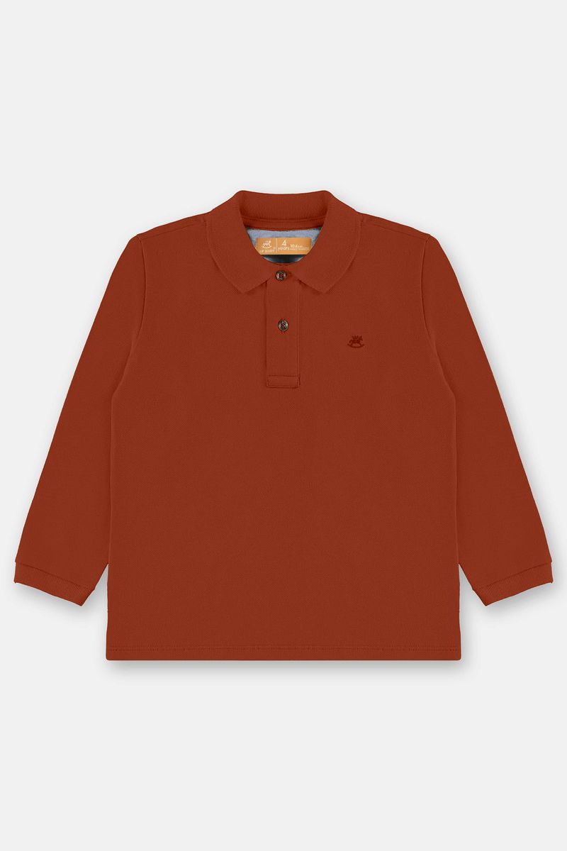 camisa-polo-infantil-masculina-piquet-marrom-frente