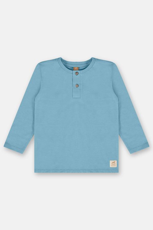 Camiseta Infantil Masculina em Malha Flamê Linho (Azul) Up Baby