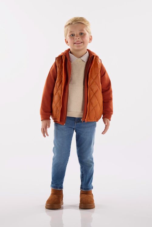 Colete Infantil Masculino em Matelassê Forrado (Laranja) Up Baby