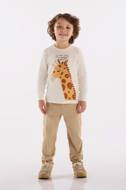 Camiseta Infantil Masculino em Meia Malha (Off White) Up Baby