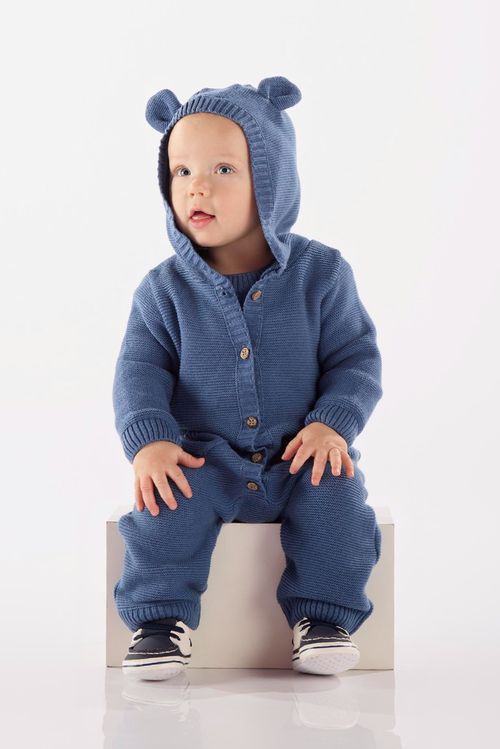 Macacão Bebê Unissex em Tricot (Azul) Up Baby