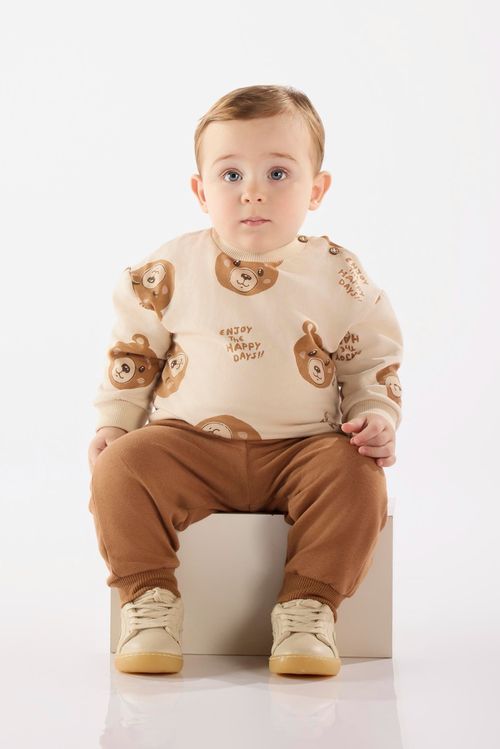 Conjunto de Inverno para Bebê Menino com Blusa e Calça (Bege) Up Baby