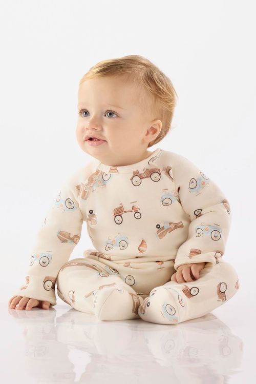 Macacão Estampado Unissex para Bebê (Off White) Up Baby