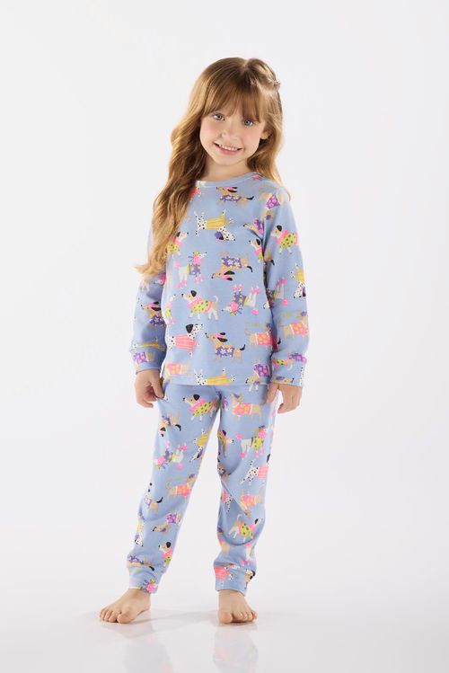 Pijama Longo Infantil Unissex em Suedine (Azul) Up Baby