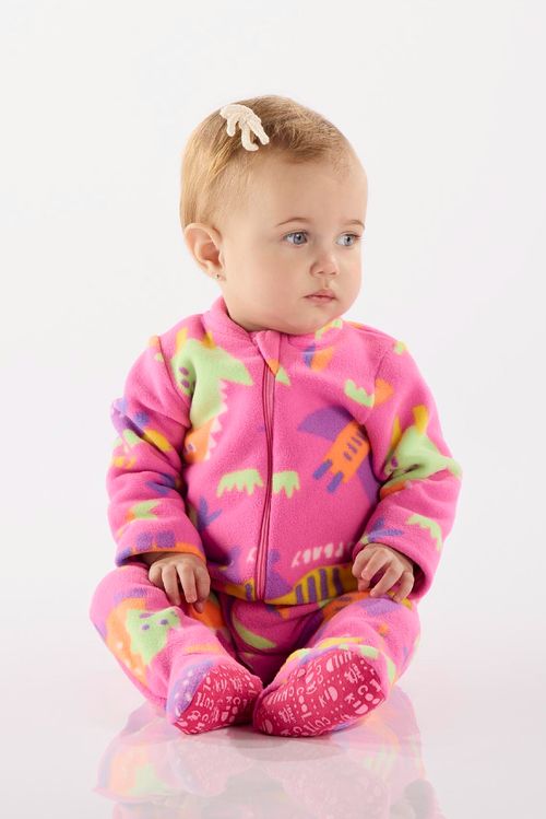 Macacão para Bebê Unissex em Malha Térmica (Lilás Neon) Up Baby