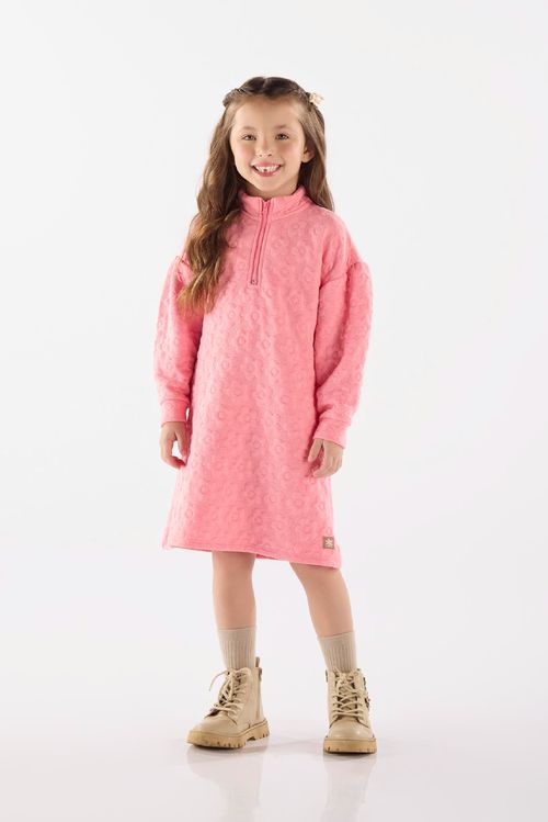 Vestido Florido em Matelassê para Menina (Rosa) Up Baby