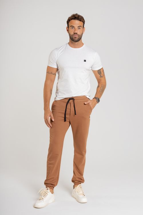 Calça Básica Masculina em Moletom Sem Felpa (Marrom) The Philippines