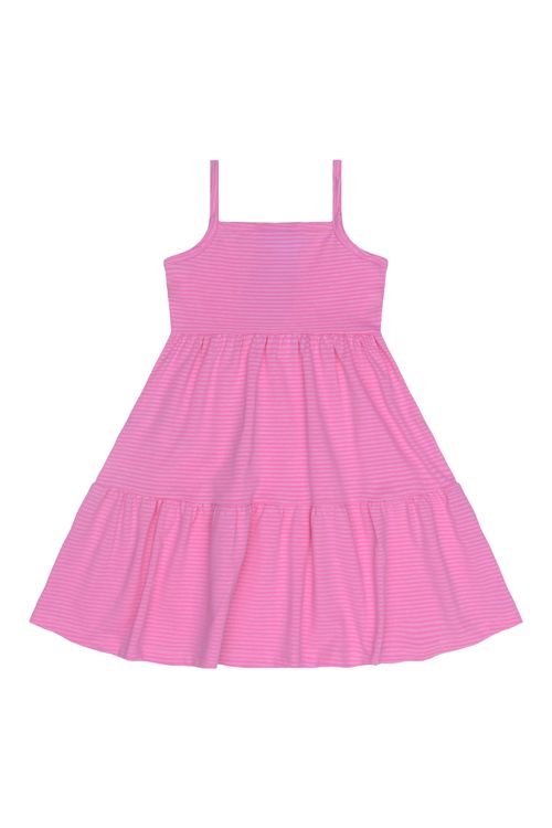 Vestido Infantil em Meia Malha Listrada (Rosa) Guloseima