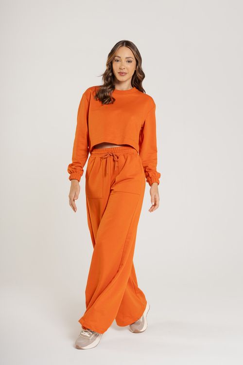 Calça Básica Feminina para Adulto em Moletom (Laranja) Just Basic